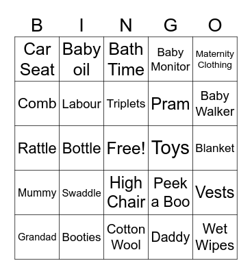 Baby bingo Card