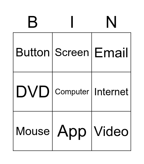 Technology Bingo Card