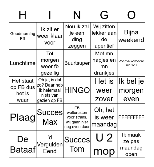 Hein Bingo Card