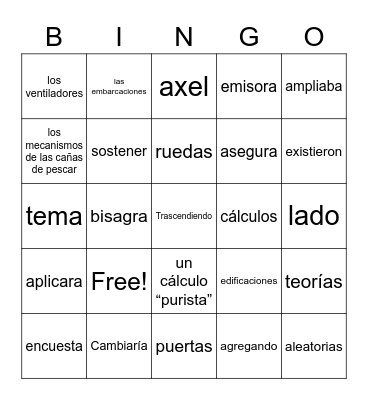 Charlas Bingo Card