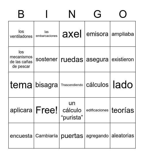 Charlas Bingo Card