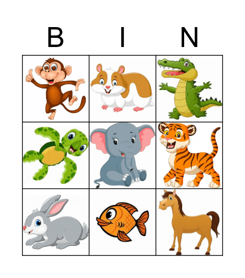 ANIMALS BINGO Card