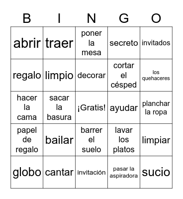 5.2 Vocab Bingo Card