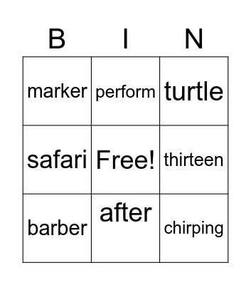 Spelling Words March 28-April1 Bingo Card