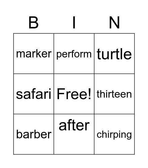 Spelling Words March 28-April1 Bingo Card