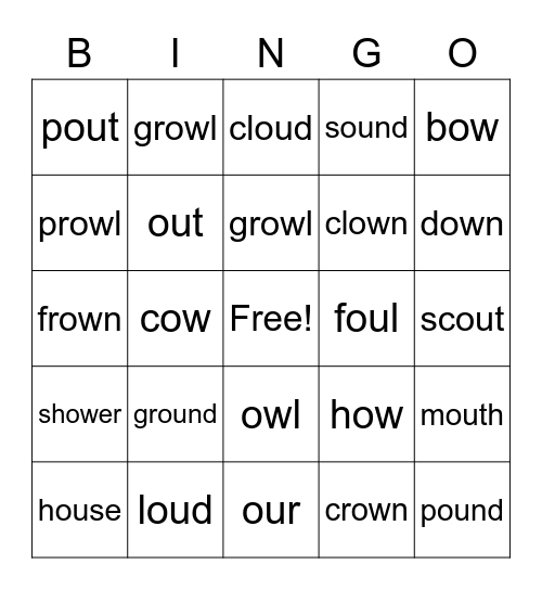 ow / ou BINGO Card
