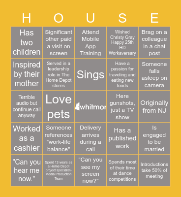 The House Bingo Card