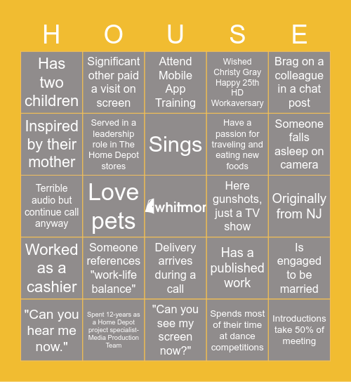 The House Bingo Card