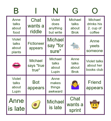 Threenuts Bingo Card