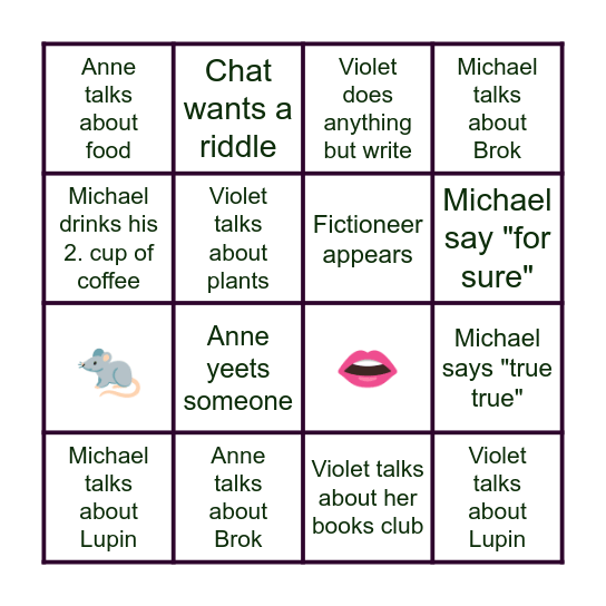 Threenuts Bingo Card