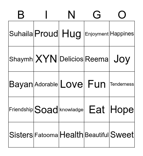 Khalty Soad Food Gathering :) Bingo Card