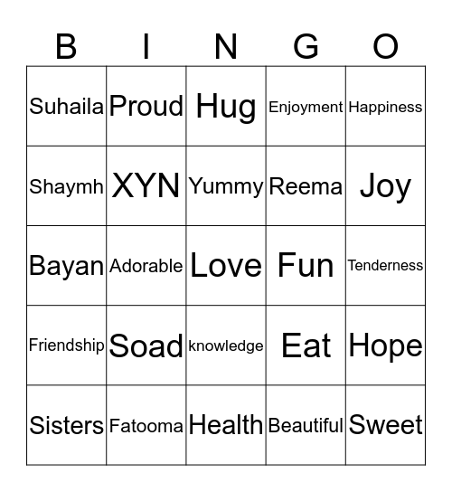 Khalty Soad Food Gathering :) Bingo Card