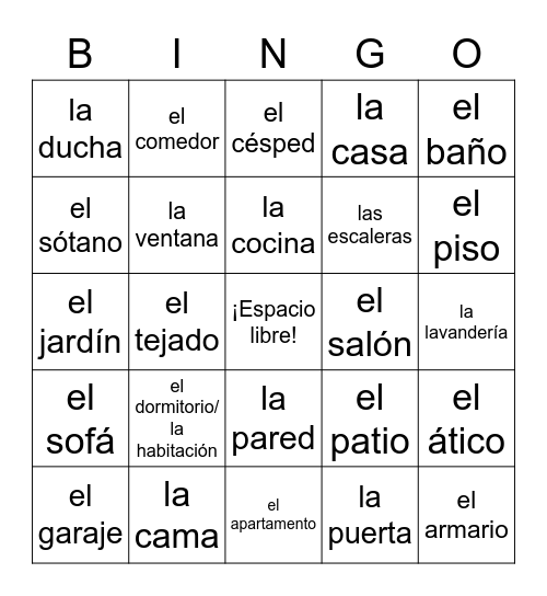 La casa Bingo Card