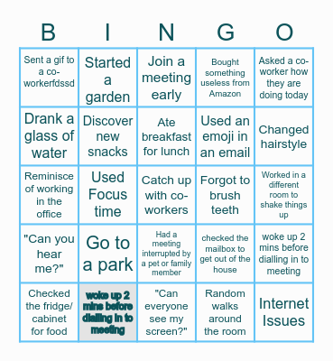 WFH Bingo Card
