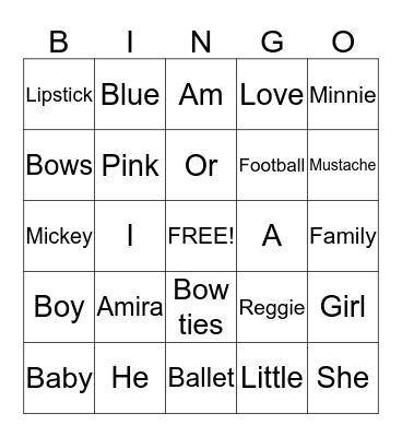 HE or SHE-What will our Baby Blessing be? Bingo Card