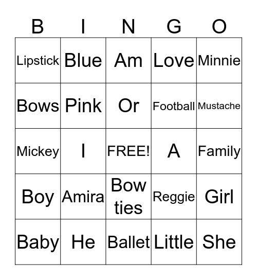 HE or SHE-What will our Baby Blessing be? Bingo Card