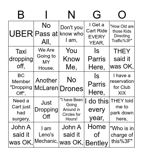 2015 Concours Bingo Card