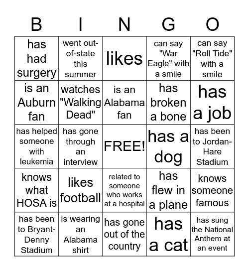 Welcome to Health Science! Bingo Card