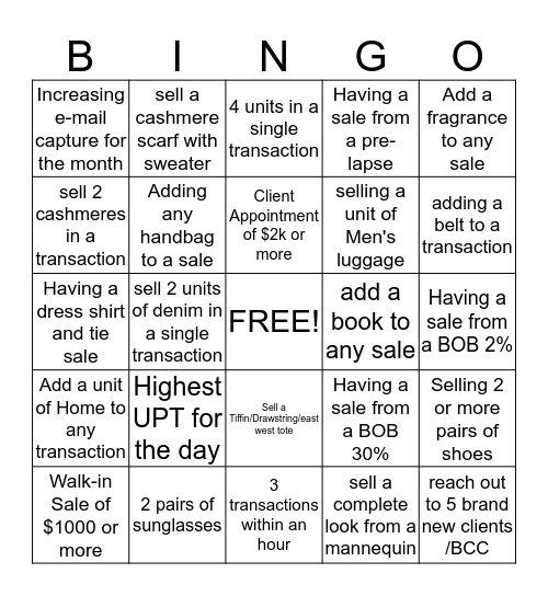 Ralph Lauren UPT/Conversion Bingo! Bingo Card