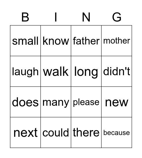 List H Sight Words Bingo Card