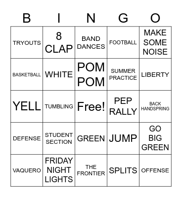 IHS CHEER Bingo Card