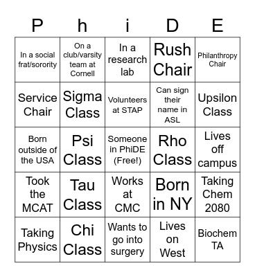 Brother Bingo Card