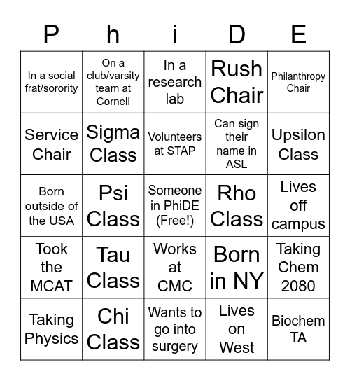 Brother Bingo Card