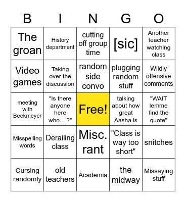 Dr Del Rio Bingo Card