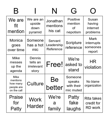Monday Morning Bingo Card