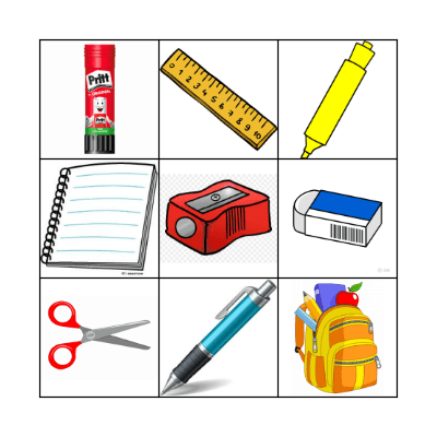 School Objects Bingo Card