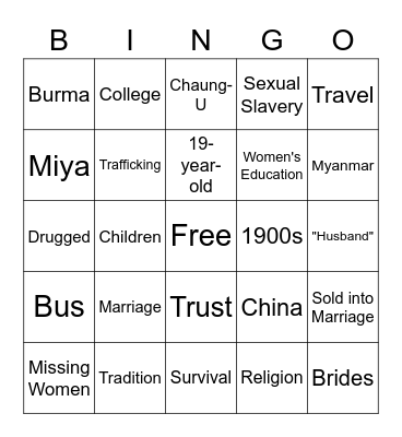 ASPA Short Story Bingo Card