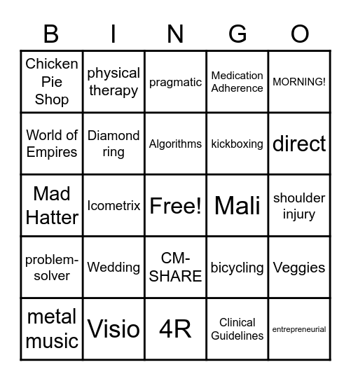 Farewell Madina Bingo Card