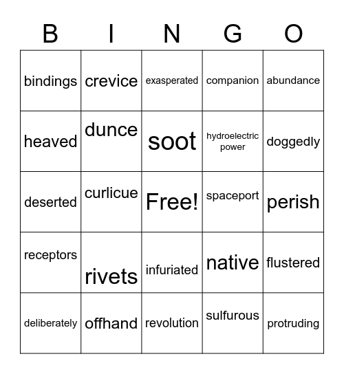 Vocab Mix up 1: Bingo Card