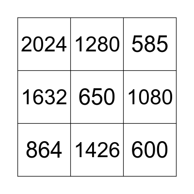 Szorzós Bingó Bingo Card