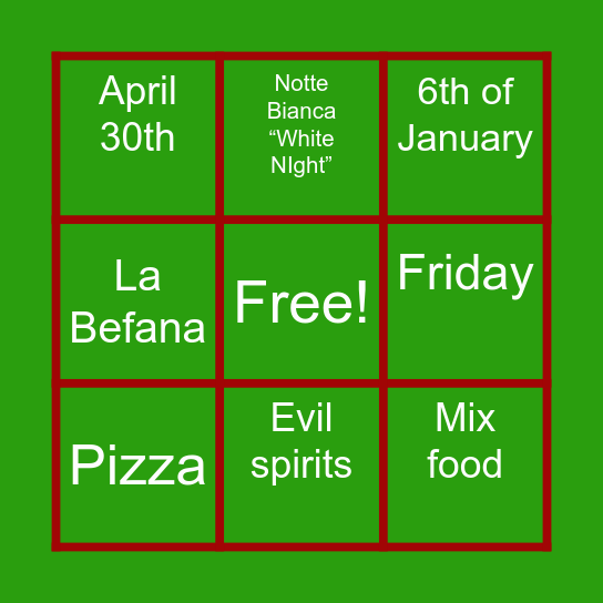 Culture of Italy Bingo Card