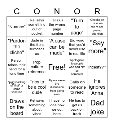 Engwish Bingo Card