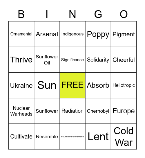 SUNFLOWERS 🌻 Bingo Card