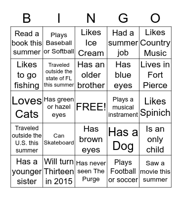 Getting to Know You BINGO Card