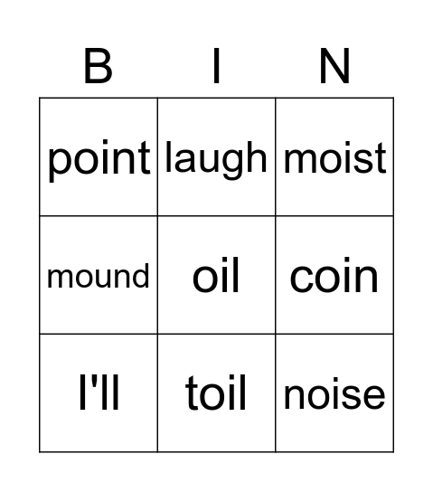 Spelling 5.2 Bingo Card