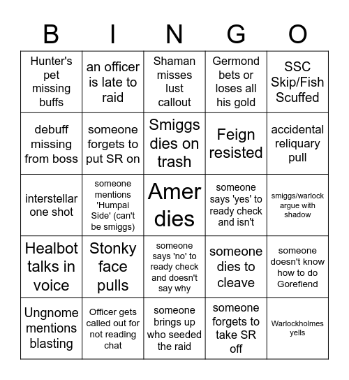 Interstellar Bingo Card