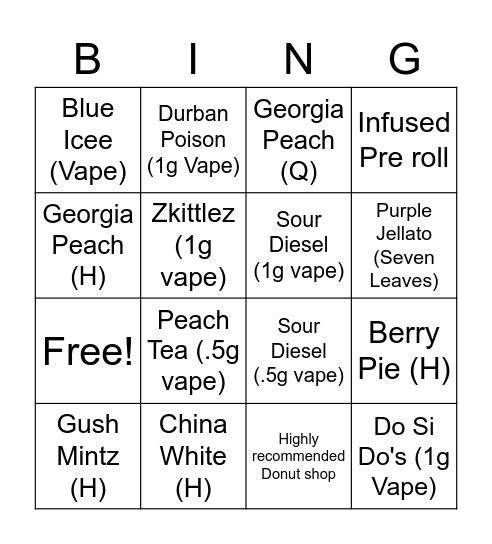 Saucy Bing-O Bingo Card