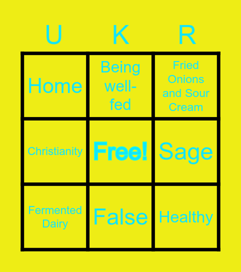 Ukrainian Bingo Card