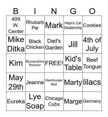 Stromberger Bingo Card