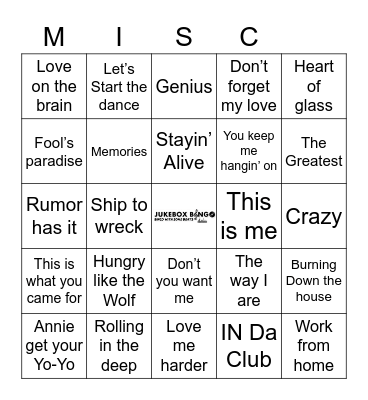 MISC Bingo Card