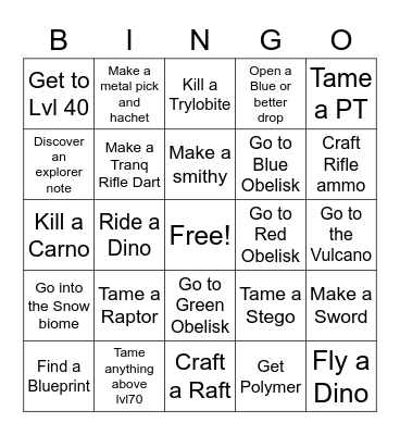 Ark Bingo Diff#1 Bingo Card
