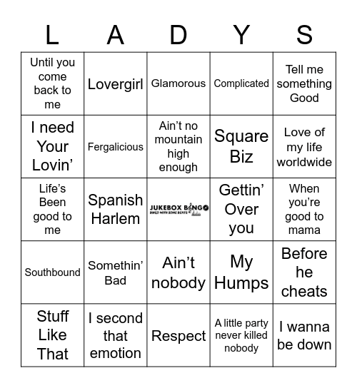 March Ladies Bingo Card