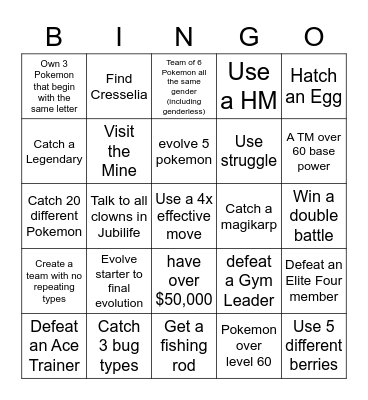 Platinum Map Randomizer Bingo Card
