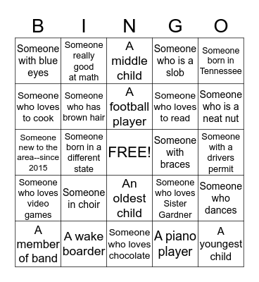 Seminary Get to Know You  Bingo Card