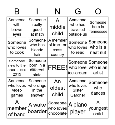 Seminary Get to Know You  Bingo Card