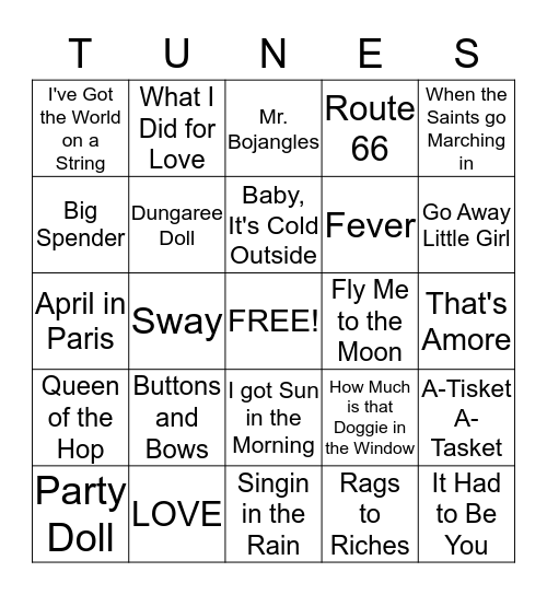 Oldies but Goodies Bingo Card